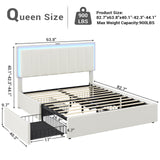Hasuit LED Queen Bed Frame with 4 Storage Drawers & USB Charging Station Hasuit