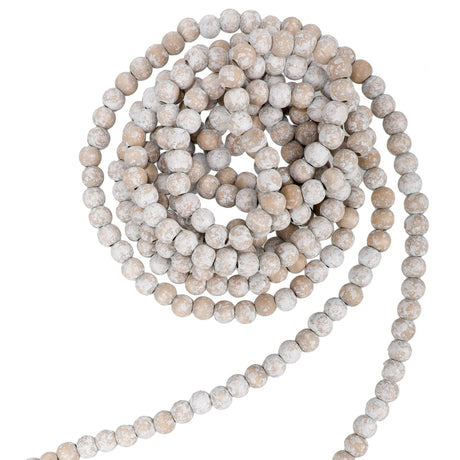 Christmas Wooden Bead Garland Wood Bead Garland Christmas Tree Decorations for Christmas Holiday Favors, 12 Feet (Retro White) Hicarer