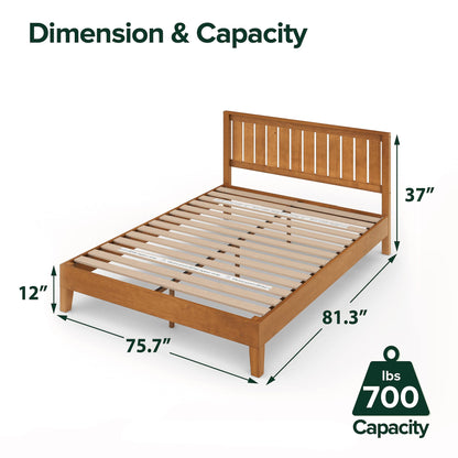 Zinus Alexis Deluxe Rustic Pine Wood Platform Bed Frame with Headboard - No Box Spring Needed, Easy Assembly, King Size - WoodArtSupply