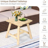 EPICOZY Outdoor Adirondack Log Side Table, 19.5" Thick Wooden Patio Square End Table with Slatted Tabletop, Solid Wood Rustic Accent Table for Indoor & Garden Deck Porch Balcony Backyard, Natural EPICOZY