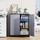 Letaya Metal Storage Cabinets with Lock Door,2 Adjustable Shelves Organizer Steel Storage Cabinets for Home,Office,Warehouse,Garage,Employee Lockers(Black Gray) Letaya