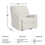 Signature Design by Ashley Rannis Casual Manual Rocker Recliner, White Signature Design by Ashley