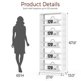 Kubohogar 5 Tier Metal Bookshelf, 68" White Tall Bookshelf with Adjustable Shelves, Heavy Duty Bookshelves and Bookcases, Library Bookcase for Living Room,Office,Bedroom Kubohogar