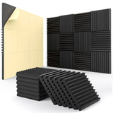 12 Pack Acoustic Panels Self-Adhesive, 1" X 12" X 12" Quick-Recovery Sound Proof Foam Panels, Acoustic Foam Wedges High Density, Soundproof Wall Panels for Home Studio,Carbon Black HEMRLY