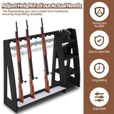 Lineshading Wooden Gun Rack with Holder, Indoor Floor Standing Gun Rack, Gun Display Rack Storage Rack for Home or Garage Gun Storage, Holds 10 Long Guns and 8 Short Guns Lineshading