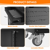 SUXXAN Metal Garage Storage Cabinet on Wheels, Black Steel Rolling Tool Cabinet with 2 Doors Pegboard a Handle Hooks Adjustable Shelves for Home Office Garage, Assembly Required SUXXAN