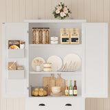 IRONCK Kitchen Pantry Storage Cabinet 83.9" H, with Barn Doors, Drawer, 4 Adjustable Shelves, Freestanding Cupboard for Dining Room Living Room, Laundry, White IRONCK