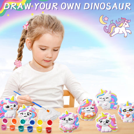 Leyndo 24 Set Unicorn Painting Kit Bulk Craft Kits DIY Paint Your Own Ceramic Figurines to Paint Unpainted Ceramic Plaster Painting Crafts for Party Favor Birthday Decorations Leyndo