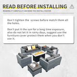 Lviden 7 Piece Wicker Patio Furniture Sets Outdoor Conversation Set, PE Rattan Sectional Sofa Couch with Fire Pit Table and Non-Slip Grey Cushions, Furniture Covers Included Lviden