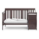 Storkcraft Portofino 5-in-1 Convertible Crib and Changer (Espresso) – Crib and Changing -Table Combo with 3 Drawers, Includes Baby Changing Pad, Converts to Full-Size Bed Storkcraft
