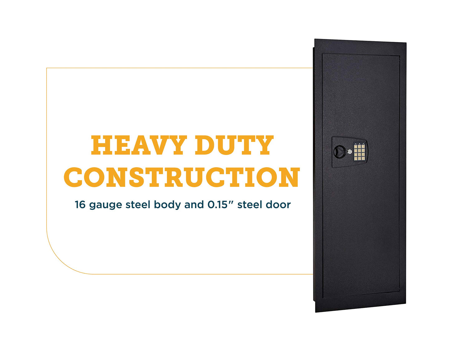 SnapSafe in Wall Long Gun Safe - Secure Heavy Duty Flush Security Safe with Digital Keypad - Use as a Gun Cabinet, Rifle Safe, or Home Safe for Valuables - Installs in Minutes, 44 x 16.25 x 4 Inches