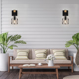 foucasal Wall Sconces Set of 2, Farmhouse Wall Mount Lighting, Black Vanity Lights Fixture for Bathroom with Metal Cage Shade, Wood Rustic Wall Lamp for Hallway, Living Room, Mirror, Bedroom foucasal