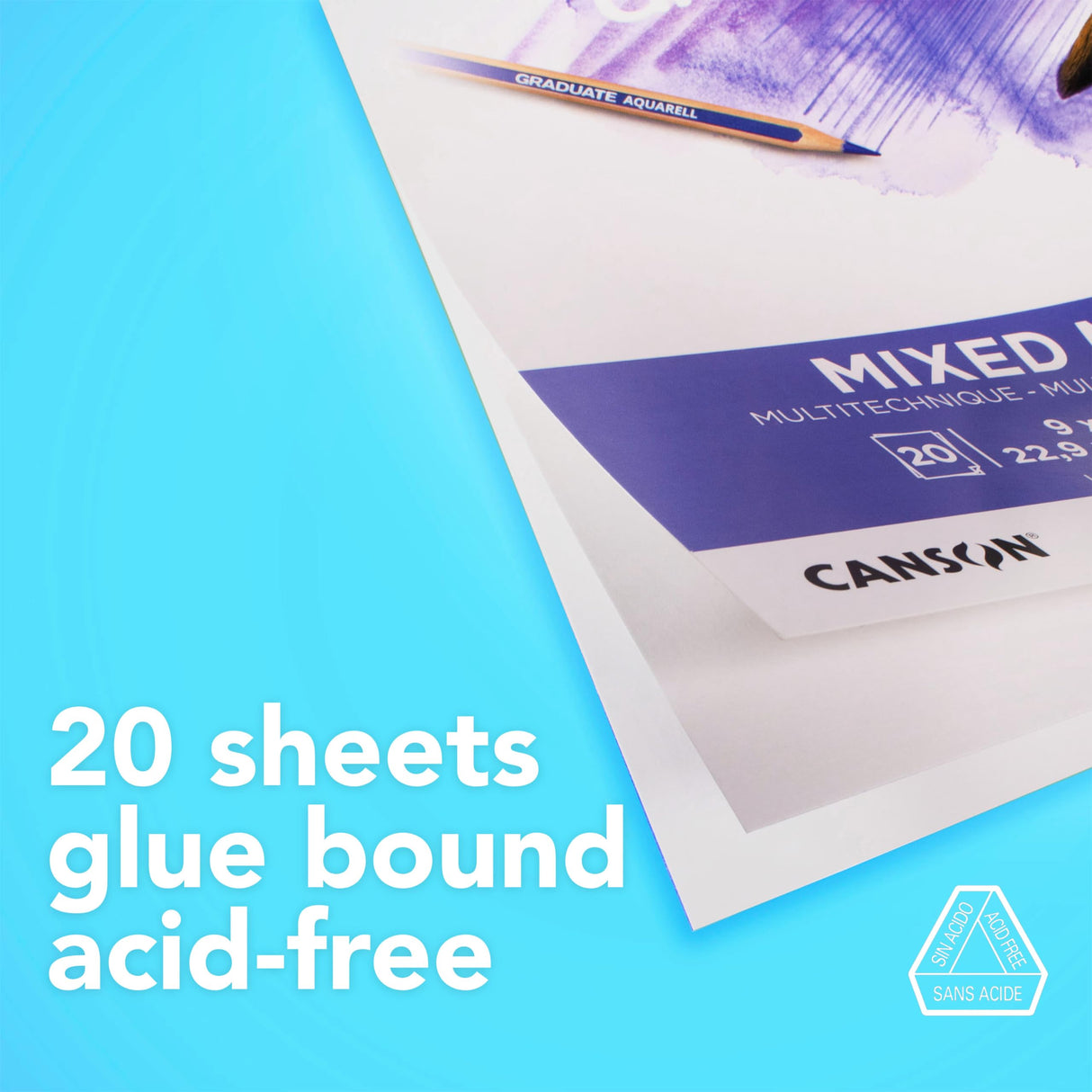 Canson Graduate Mixed Media Pad, Foldover, 11x14 inch, 20 Sheets | Artist Paper for Adults and Students - Watercolors, Mixed Media, Markers and Art Journaling Canson