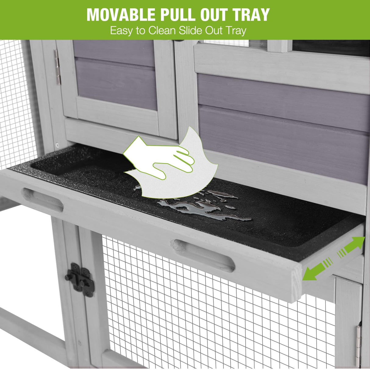 GUTINNEEN 51.6" L Chicken coop Outdoor Rabbit Hutch Indoor Bunny Cage Expandable Duck House(Grey) GUTINNEEN