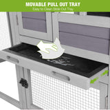 GUTINNEEN 51.6" L Chicken coop Outdoor Rabbit Hutch Indoor Bunny Cage Expandable Duck House(Grey) GUTINNEEN