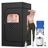 Tehanld Sauna, Portable Sauna for Home, Sauna Box, Full Size Steam Sauna Tent with 3L 1200W Large Capacity Steamer and Remote Control, Ideal for Spa, Indoor, Outdoor (Satin Cotton, Black) Tehanld