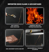 Double Sink Bathroom Vanity, Floating Bathroom Vanity with LED Smart Defogging Mirror and One-Piece Sink, Modern Bathroom Vanities with Open Floating Shelf, Rock Countertop & Faucet (Black,72") LUTHXAY