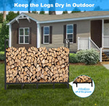 Tikimilor 5.3ft Firewood Rack Holder, Adjustable Heavy Duty Fire Log Stacker Stand for Fireplace, Outdoor Indoor Metal Wood Pile Storage Organizer, Patio Logs Stand tool, Black Tikimilor