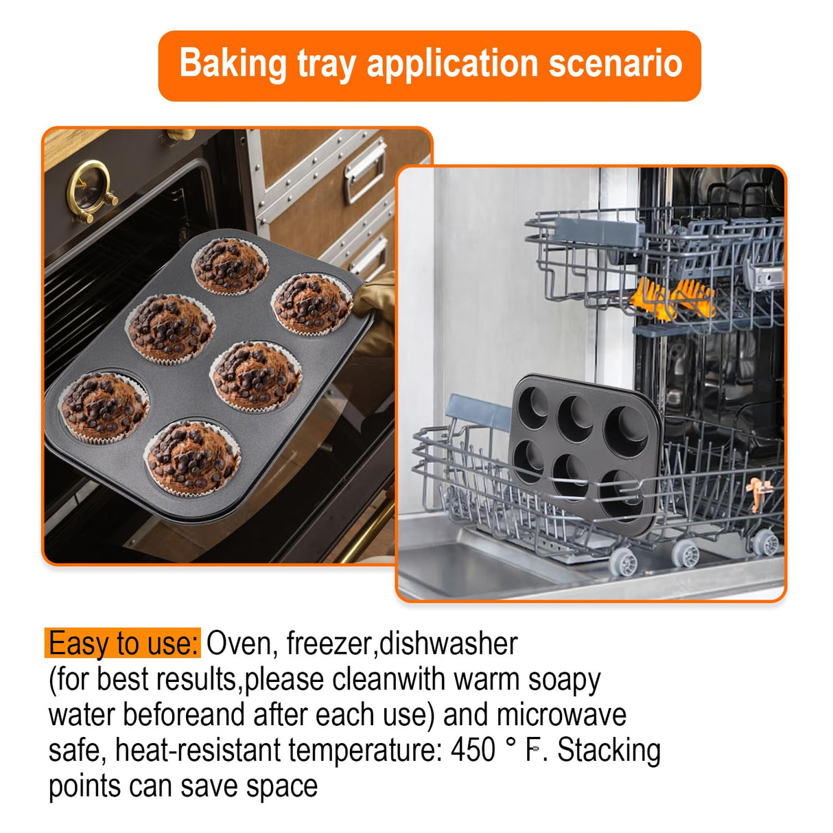 DRAONGYE 2 Packs Round Muffin Baking Pan, Premium Steel Muffin Pan for Baking, Cupcake Tin Cheesecake Pans, Bakeware Muffin Top Pan (6 Cups,Black) DRAONGYE