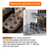 DRAONGYE 2 Packs Round Muffin Baking Pan, Premium Steel Muffin Pan for Baking, Cupcake Tin Cheesecake Pans, Bakeware Muffin Top Pan (6 Cups,Black) DRAONGYE