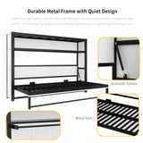 Polibi Twin Murphy Bed with Built-in Storage Shelf, Space-Saving Foldable Metal Wall Bed Frame for Small Spaces,Guest Room & Home Office,White Polibi