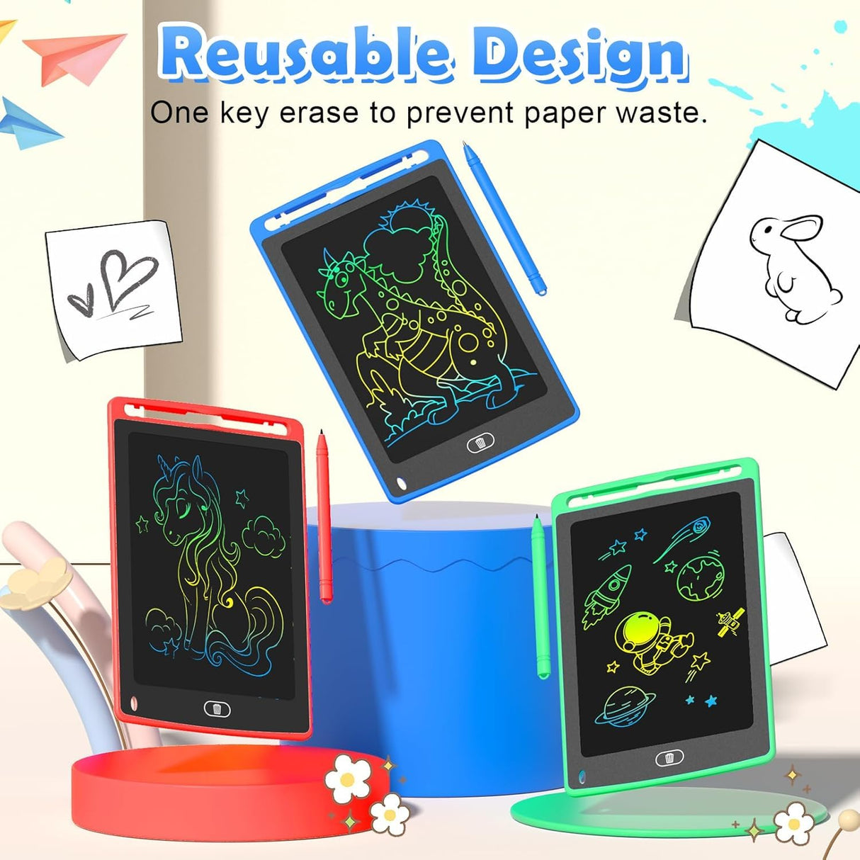 12 Pack LCD Writing Tablet for Kids, 8.5 Inch Colorful Doodle Board Drawing Tablet, Erasable Doodle Pad for Toddlers, Educational Learning Toys Birthday Gifts for Boys Girls Age 3 4 5 6 7 8 TQU