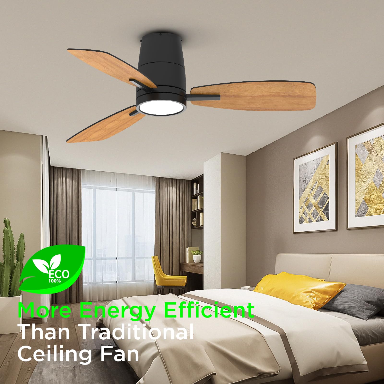 TALOYA Ceiling Fan with Lights and Remote Control 42 inch Multifunctional Quiet Fan with Three Color Temperature and High Brightness Light and Reversible Blades - WoodArtSupply