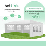 LIULINREST 10x30FT Outdoor Wedding Tents for Parties, Heavy Duty Canopy Event Tent with 5 Removable Sidewalls and Windows, Waterproof Gazebo Shelter for Weddings, BBQs & Events (White, 10X30FT-5Sides) LIULINREST