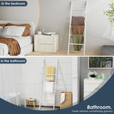 5-Tier Blanket Ladder Wooden, 5.3FT(63'') Blanket Quilt Holder Rack Decorative Ladder, Easy Assembly, Rustic Farmhouse Ladder Shelf for The Living Room Bedroom Bathroom Home Decor, White Wash Delywh