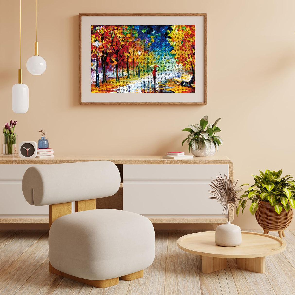 SiTimmGer Jigsaw Puzzles 500 Pieces for Adults Evening Walk on Rainy Day Street Tree Oil Painting Modern Landscape for Teens Kids Great Gift Intellectual Game Toys 14.5" x 20" SiTimmGer