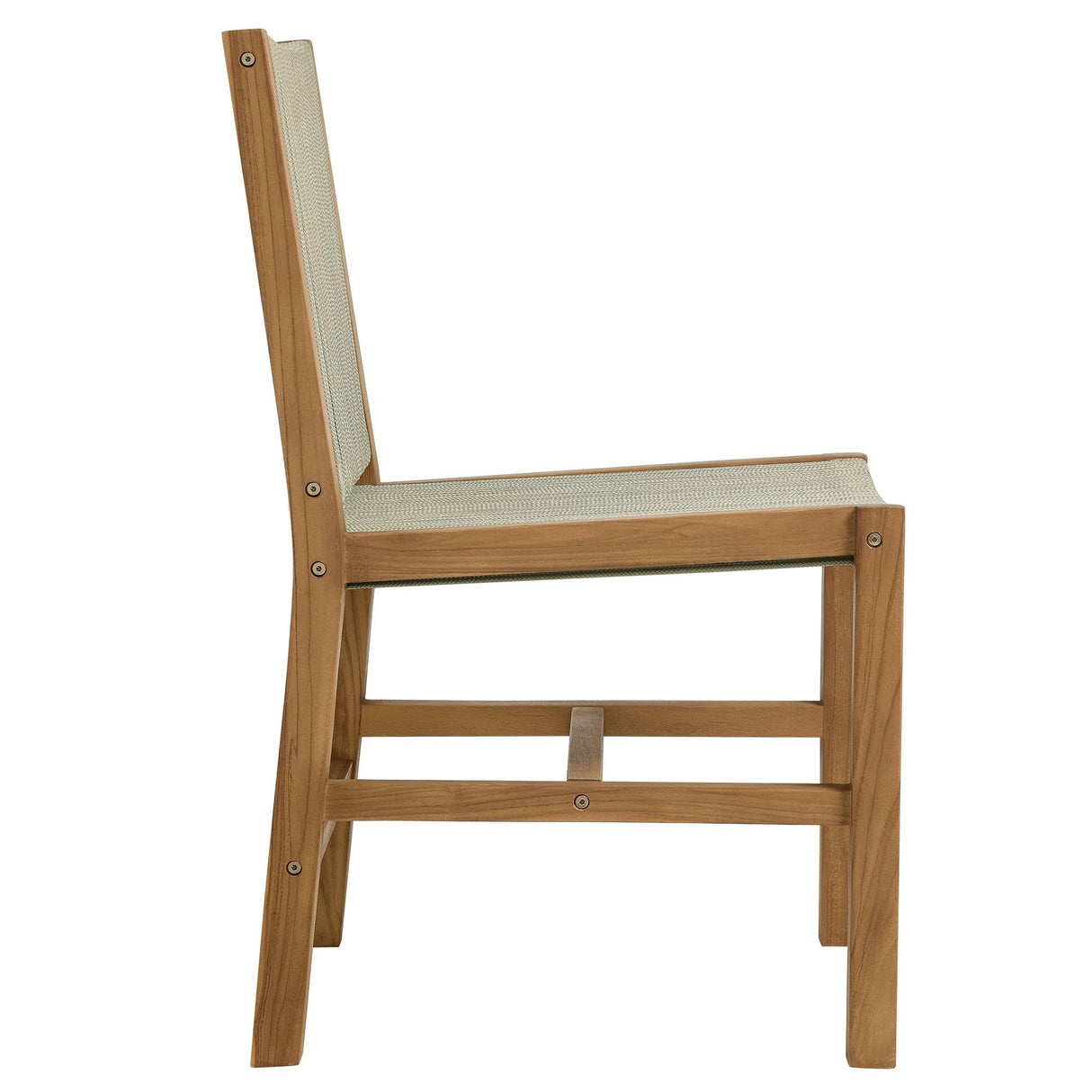 Modway Vienna Outdoor Patio Teak and Rope Armless Dining Chair Set of 2 in Natural Natural – Woven Rope Side Chairs – Teak Outdoor Dining Chairs – Weather-Resistant Deck Chairs Modway