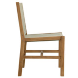 Modway Vienna Outdoor Patio Teak and Rope Armless Dining Chair Set of 2 in Natural Natural – Woven Rope Side Chairs – Teak Outdoor Dining Chairs – Weather-Resistant Deck Chairs Modway