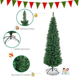 Giantex, Green Artificial Pencil Christmas, Premium Hinged Pine Tree with Solid Metal Legs, Perfect for Home, Shops and Holiday Decoration, (5FT) (Artificial Pencil Christmas Tree) Giantex