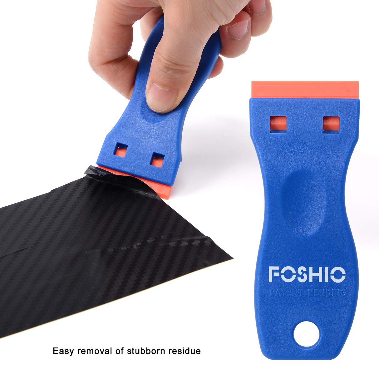 FOSHIO Plastic Razor Blade Scraper Include 2PCS Scraper Tool and 100PCS Blades for Gasket Remover, Labels Decal and Adhesive Remover for Windows and Glass,Blue FOSHIO