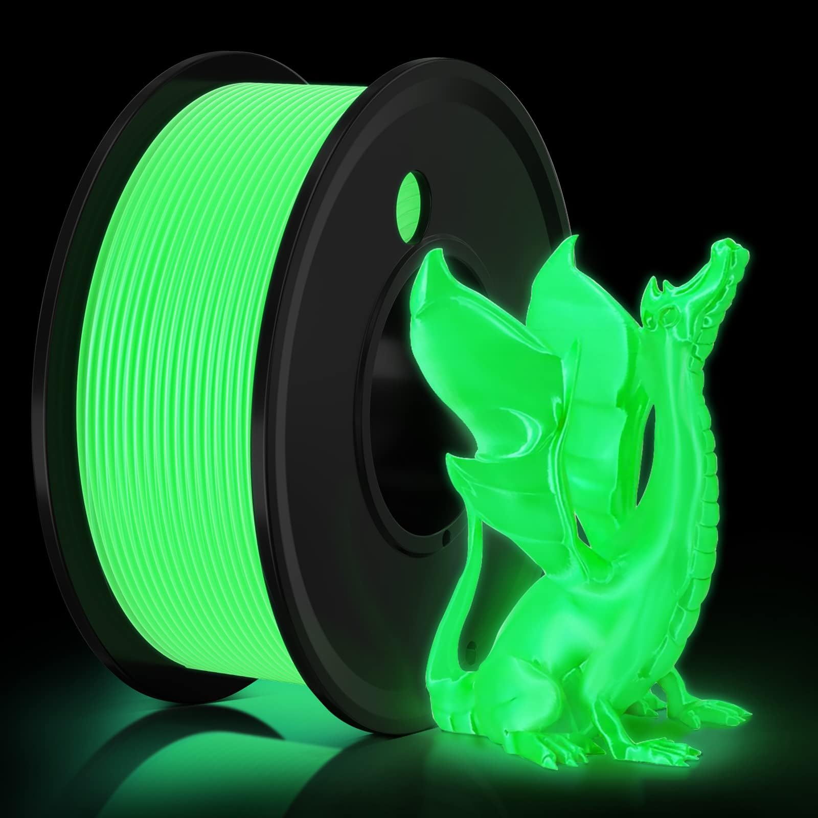 3D Printer Filament PLA Glow in The Dark 1.75mm 3-D Printing Materials Green Print Filiment 1.75 mm Dimensional Accuracy ±0.02mm Filament Vacuum Pack 1KG Spool Filament - WoodArtSupply