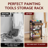 Homsorout 3 Tier Rolling Cart - Metal Utility Cart with Storage Drawer and Wheels, Versatile Art & Craft Organizer for Home, Office, or Studio Ideal for Storing Brushes, Paints, and Supplies Brown Homsorout