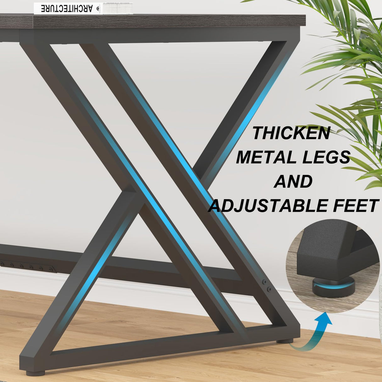 HSH Large Rustic Computer Desk, Industrial Extra Long Home Office Desk, Modern Pc Study Gaming Writing Table for Two Person, Workstation Executive Desk for Home Bedroom Living Room, Dark Gray, 70 Inch HSH