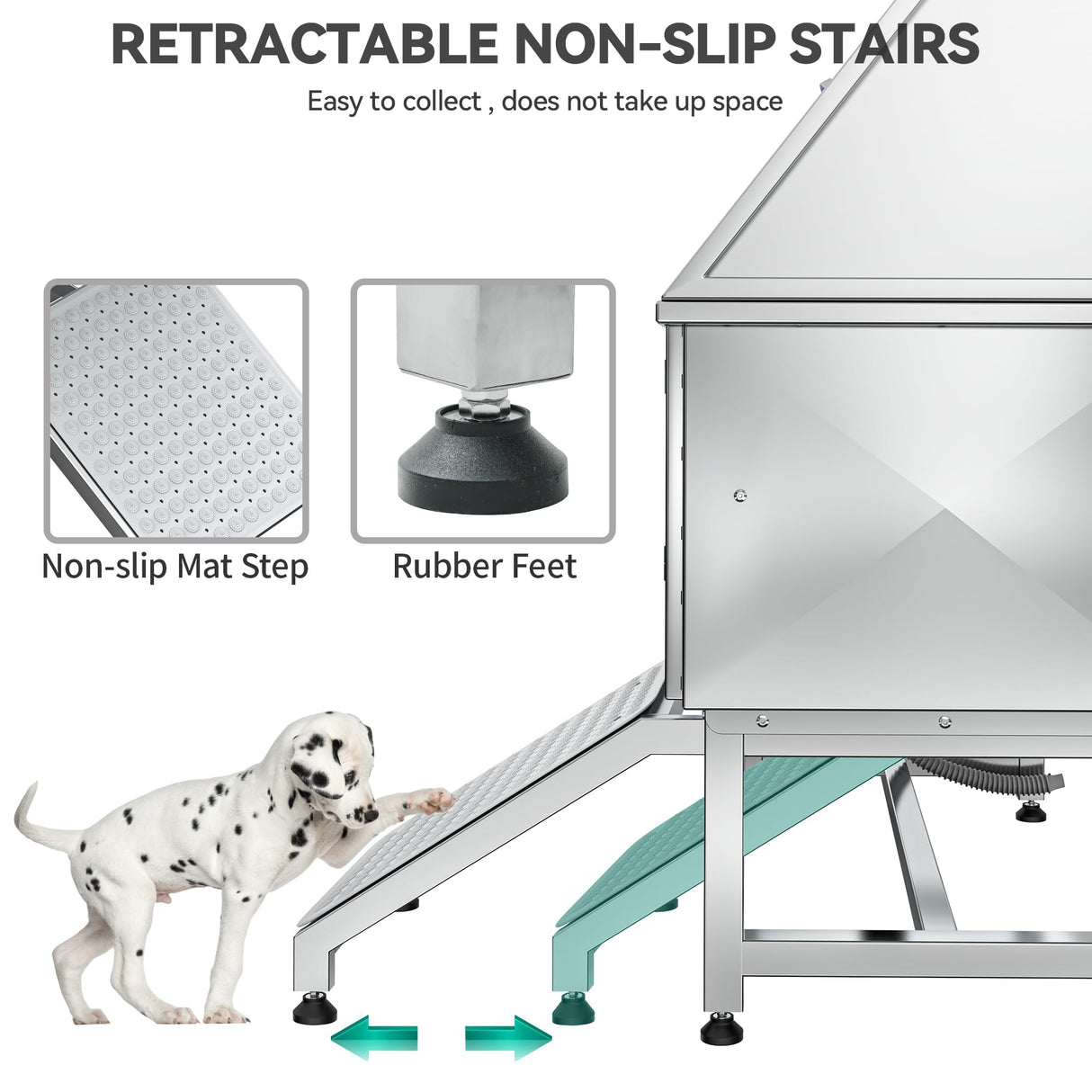 YITAHOME 50" Dog Grooming Tub 304 Stainless Steel Professional Dog Bathing Station w/Ramp, Floor Grate, Faucet, Dog Bathtub for Large, Medium, Small Pets Left Door, Dog Washing Station for Home YITAHOME