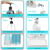 Mouthwash Dispenser for Bathroom, 16 OZ Glass Mouthwash Dispenser with Pour Spout and Wood Cup Holder and Tray, Mouth Wash Bottle Container, Farmhouse Kitchen Bathroom Decor and Accessories, White Bivvclaz