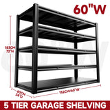 cynnda 5-Tier 60" W x 24" D x 72" H Garage Shelving 3000LBS Storage Shelves Heavy Duty Metal Shelf Unit Adjustable Basement Industrial Storage Racks cynnda