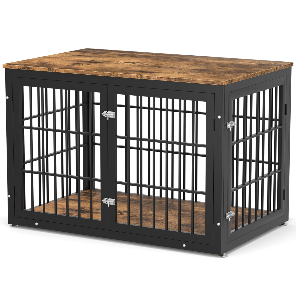 rehomerance Rustic Heavy Duty Dog Crate Furniture for Extra Large Dogs, Decorative Pet House End Table, Wooden Cage Kennel Furniture Indoor, XL, Black and Brown rehomerance
