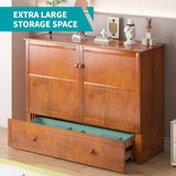 BALUS Queen Murphy Bed with Built-in USB Charging Ports & Bedside Panel, Wood Hidden Wall Beds, Modern Murphy Beds Cabinet Beds for Bedroom/Living Room - Cherry BALUS