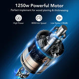 Power Benchtop Planers, 15 Amp 1250W Worktable Thickness Electric Planer with Extended Infeeding Table, Low Noise for Both Hard & Soft Wood Planning TROPOW