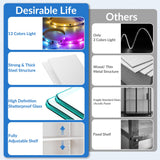 Desirable Life 4 Tier Glass Display Cabinet with 13 Color LED Lights, 63" Lighted Curio Cabinet with Glass Doors & Adjustable Shelves, Tall Metal Display Case for Collectibles - Black Desirable Life