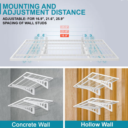 Dtrik Garage Storage Shelving Wall Mounted, 2 Pack 2x3ft, Loads 500 lbs Heavy Duty Sturdy Wall Shelves, Strong Garage Organiser, Storage Racks Units, White Metal Floating Adjustable Wall System Shelf