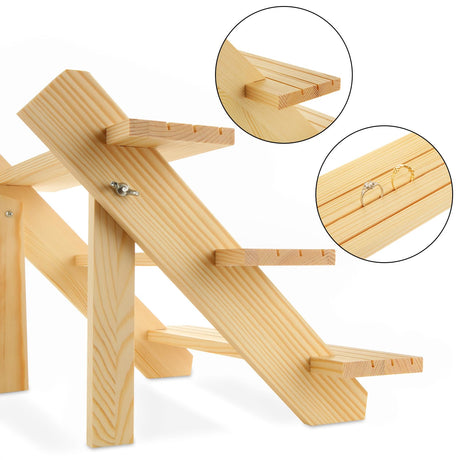 Acrux7 2 Pack 3 Tier Wooden Display Stand, Wooden Earring Display Wood Cupcake Stands, Detachable Wood Tiered Jewelry Card Display Stand with Groove for Jewelry Cupcake Vendors Retail Party Home Acrux7