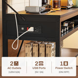 Itaar Bakers Rack with Power Outlet, 6-Tier Coffee Bar, Microwave Stand with Wine Rack, LED Lights and 10 Hooks, Bakers Racks for Kitchens with Storage, Black Itaar