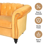 QHITTY Accent Sofa, Chesterfield Loveseat Modern Velvet Couch Upholstered Sofa with Tufted Back for Living Room Furniture (Mango) QHITTY