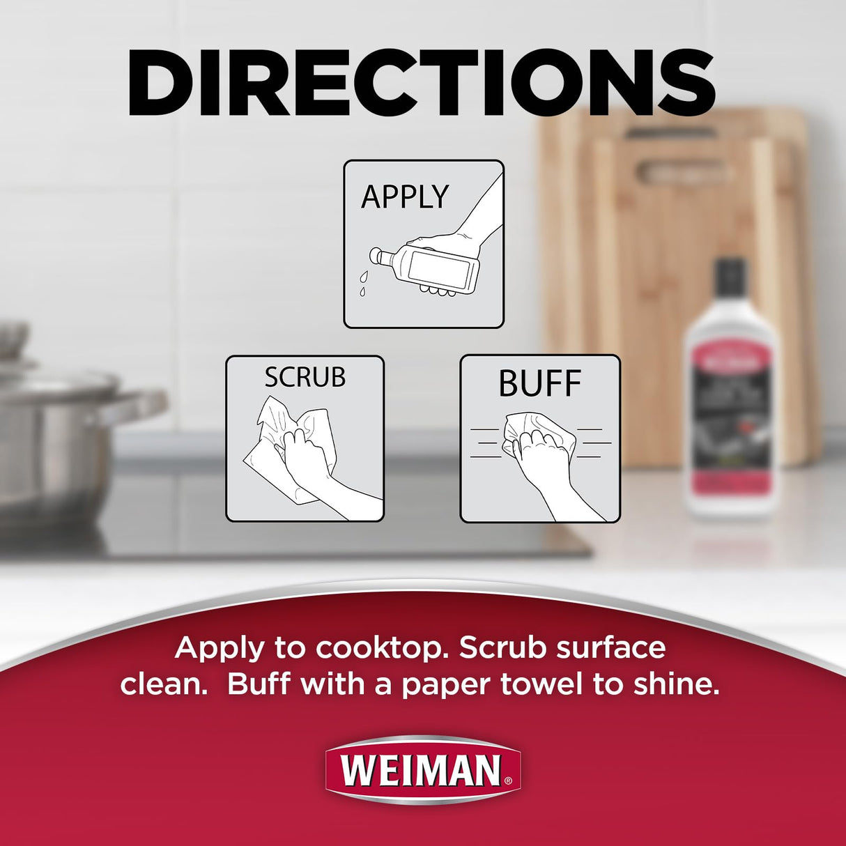 Weiman Cooktop and Stove Top Cleaner Kit - Glass Cook Top Cleaner and Polish 10 oz. Scrubbing Pad, Cleaning Tool, Razor, Scraper Weiman