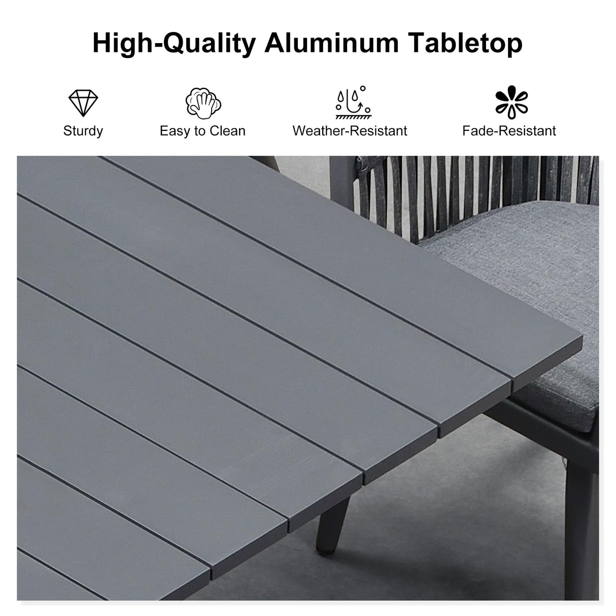 PURPLE LEAF 11 Pieces Outdoor Dining Set with Patio Aluminium Dining Table and Wicker Rattan Chairs Modern Furniture Cushions Sets for Backyard Indoor Decor Kitchen Grey PURPLE LEAF